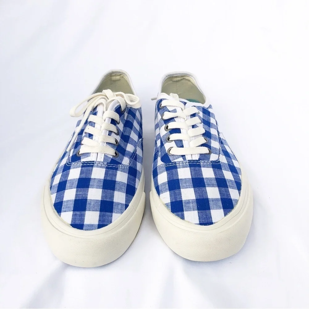 J.CREW x SEEVEES | BLUE & WHITE GINGHAM SNEAKERS SIZE 8.5